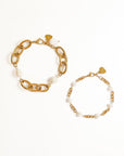 Cassie Oval Link Pearl Bracelets