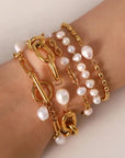 Cassie Oval Link Pearl Bracelets